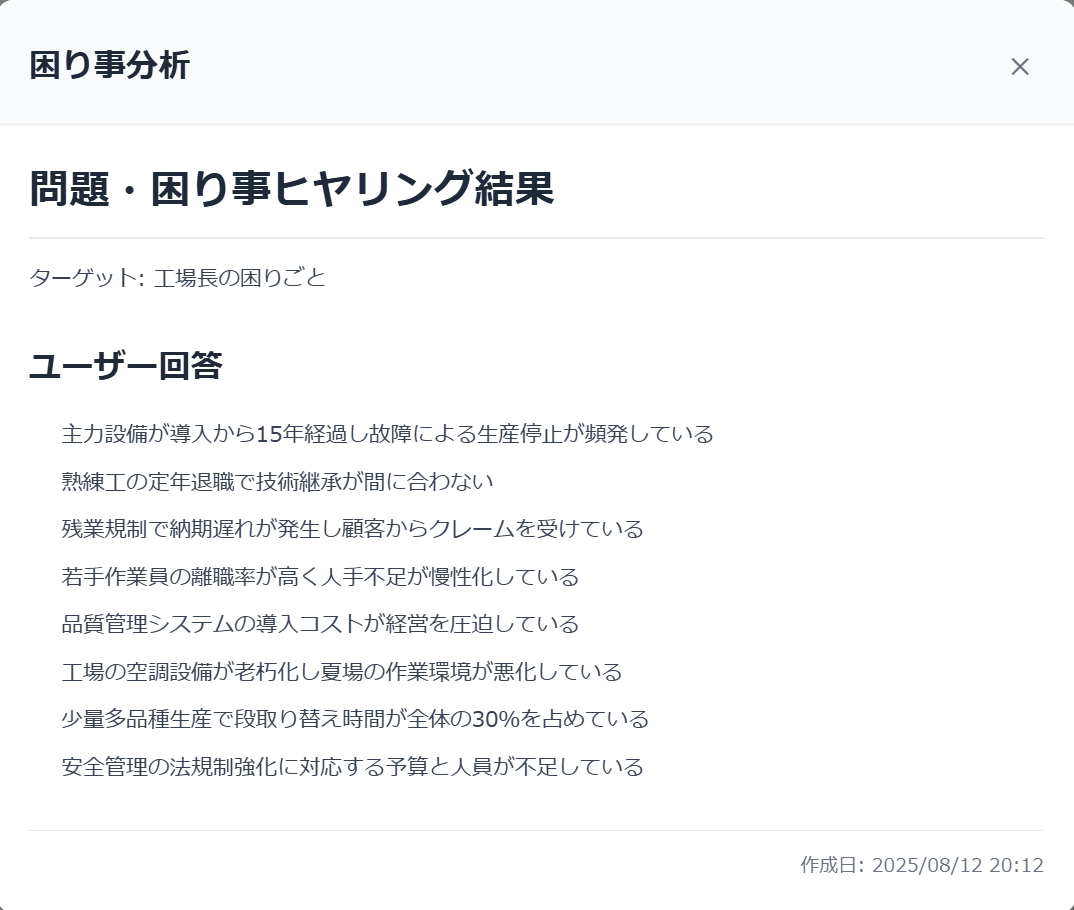 工場長の課題分析結果